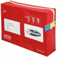 Sac de courrier ITW Envopak - 7 lb (3175,15 g) Capacité - largeur de 16 po (406,40 mm) x profondeur de 4 po (101,60 mm) - 4 po (101,60 mm) Soufflet - Fermeture éclair Fermenture - Rouge - Polyester, Chlorure de polyvinyle (PVC). - Dépôt - 1 Unité