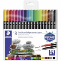 Staedtler Double-Ended Permanent Pens - Bold Marker Point - Assorted Ink - 18 Pack