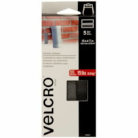 VELCRO® Brand Industrial Strength-Extreme Strips - 4" (101.6 mm) Length x 1" (25.4 mm) Width - Titanium - Plastic, Nylon - For Office, Stationery, Holding - 5 / Pack