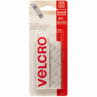 VELCRO® Sticky Tape - 3.50" (88.9 mm) Length x 0.75" (19.1 mm) Width - White - Water Resistant - For Holding, Indoor, Smooth Surface, Painted Surface, Glass, Metal, Plastic, Mounting - 4 / Set