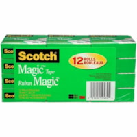 Scotch Magic Tape, 810-12BX-CA, 3/4 in x 41.6 yd (19 mm x 38.1 m), Boxed - 41.7 yd (38.1 m) Length x 0.75" (19 mm) Width - 1" Core - Matte - Transparent - Matte Acetate Backing - Acrylic Adhesive - Moisture Resistant, Yellowing Resistant, Split Resistant - For Home, School, Office, General Purpose, 