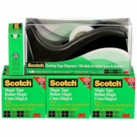 Scotch Magic Adhesive Tape Refill - 36.1 yd (33 m) Length x 0.75" (19 mm) Width - 1" (25.40 mm) Core - Matte - Transparent - Dispenser Included - Desktop Dispenser - Split Resistant, Tear Resistant, Yellowing Resistant - For Home, Office - 1/Roll - 10 / Box