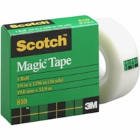 Scotch Magic Invisible Tape - 36 yd (32.9 m) Length x 0.75" (19.1 mm) Width - Matte - Clear - For Office, Home, School, General Purpose, Document - 48