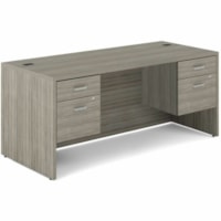 Offices To Go Newland Pedestal Desk - 72" (1828.80 mm) x 30" (762 mm) x 29.6" (751.84 mm) - 4 x Box, File Drawer(s) - Double Pedestal on Left/Right Side - Material: Particleboard, Laminate - Lockable Door, Pencil Tray, Cable Management, Grommet, Durable - For Office, Storage