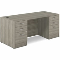 Offices To Go Newland Pedestal Desk - 72" (1828.80 mm) x 30" (762 mm) x 29.6" (751.84 mm) - 6 x Box, File Drawer(s) - Double Pedestal on Left/Right Side - Material: Particleboard, Laminate - Lockable Door, Pencil Tray, Cable Management, Grommet, Durable - For Office, Storage