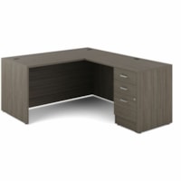 Workstation Newland En forme de L Offices To Go - x 60 po (1524 mm) x 72 po (1828,80 mm) x 29,6 po (751,84 mm) - 3 x boîte, Dossier Tiroir(s)Gaucher/Droitier Latéral - Tissu: Panneau de particules, Stratifié - Finition: Gris - Porte verrouillable, Bac à crayons, Gestion des c&acir