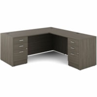 Offices To Go Newland Workstation - x 72" (1828.80 mm) x 78" (1981.20 mm) x 29.6" (751.84 mm) - 6 x Box, File Drawer(s)Left/Right Side - Material: Particleboard, Laminate - Finish: Gray - Lockable Door, Pencil Tray, Cable Management, Grommet, Durable, Reversible - For Office, Storage