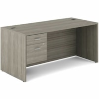 Offices To Go Newland Pedestal Desk - 66" (1676.40 mm) x 30" (762 mm) x 29.6" (751.84 mm) - 2 x Box, File Drawer(s) - Single Pedestal on Left/Right Side - Material: Particleboard, Laminate - Finish: Light Gray - Lockable Door, Pencil Tray, Cable Management, Grommet, Durable - For Office, Storage