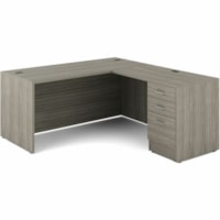 Offices To Go Newland Workstation - 66" (1676.40 mm) x 72" (1828.80 mm) x 29.6" (751.84 mm) - 3 x Box, File Drawer(s)Left/Right Side - Material: Particleboard, Laminate - Finish: Light Gray - Pencil Tray, Cable Management, Grommet, Durable - For Office, Storage