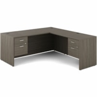 Offices To Go Newland Workstation - 72" (1828.80 mm) x 78" (1981.20 mm) x 29.6" (751.84 mm) - 4 x Box, File Drawer(s)Left/Right Side - Material: Particleboard, Laminate - Finish: Gray - Lockable Door, Pencil Tray, Cable Management, Grommet, Durable, Reversible - For Office, Storage