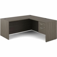 Workstation Newland En forme de L Offices To Go - x 66 po (1676,40 mm) x 72 po (1828,80 mm) x 29,6 po (751,84 mm) - 2 x boîte, Dossier Tiroir(s)Gaucher/Droitier Latéral - Tissu: Panneau de particules, Stratifié - Finition: Gris - Porte verrouillable, Bac à crayons, Gestion des c&a