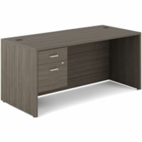 Offices To Go Newland Pedestal Desk - 66" (1676.40 mm) x 30" (762 mm) x 29.6" (751.84 mm) - 2 x Box, File Drawer(s) - Single Pedestal on Left/Right Side - Material: Particleboard, Laminate - Finish: Gray - Lockable Door, Pencil Tray, Cable Management, Grommet, Durable - For Office, Storage