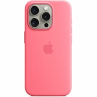 Apple iPhone 15 Pro Silicone Case with MagSafe - Pink - For Apple iPhone 15 Pro Smartphone - Pink - Silky, Soft-touch - Scratch Resistant, Drop Resistant - Silicone - Wireless Charging Compatible