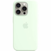 Apple iPhone 15 Pro Silicone Case with MagSafe - Soft Mint - For Apple iPhone 15 Pro Smartphone - Soft Mint - Soft-touch, Silky - Scratch Resistant, Drop Resistant - Silicone, MicroFiber - Wireless Charging Compatible