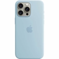 Apple iPhone 15 Pro Max Silicone Case with MagSafe - Light Blue - For Apple iPhone 15 Pro Max Smartphone - Light Blue - Silky, Soft-touch - Scratch Resistant, Drop Resistant - Silicone, MicroFiber - Wireless Charging Compatible