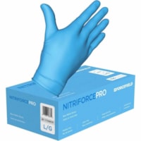 Gants d'examen NitriForce Pro - Jetable - Sans poudre Forcefield - épaisseur de gant 4 mil (0.10 mm) x longueur de gant 9po (228.60 mm) - Large Taille - Mâle - Pour Main droite / gauche - Nitrile - Bleu - Sans latex, Relief - Pour Éxamination - 1000 / Étui