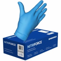 Gants d'examen NitriForce - Jetable - Sans poudre Forcefield - épaisseur de gant 5 mil (0.13 mm) - Large Taille - Mâle - Pour Main droite / gauche - Nitrile - Bleu - Sans latex, Bouts des doigts texturés - Pour Éxamination - 1000 / Étui