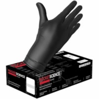 Gants de travail Rocket Science - Jetable Forcefield - épaisseur de gant 8 mil (0,20 mm) x longueur de gant 12 po (304,80 mm) - Petite Taille - Nitrile - Noir - Résistants, Sans latex, Résistants - Pour Travail mécanique, Entretien/Nettoyage, Nettoyage, Bande magné