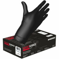 Gants de travail Rocket Science - Jetable - Sans poudre Forcefield - épaisseur de gant 8 mil (0,20 mm) x longueur de gant 12 po (304,80 mm) - Large Taille - Nitrile - Noir - Résistants, Sans latex, Résistants - Pour Travail mécanique, Entretien/Nettoyage, Nettoyage, Bande