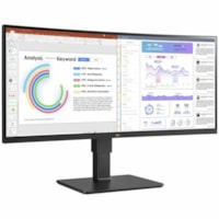 LG Ultrawide 34BQ77QE-B 34" Class UW-QHD Curved Screen LED Monitor - 21:9 - Textured Black - 34" Viewable - In-plane Switching (IPS) Technology - Edge LED Backlight - 3440 x 1440 - 1.07 Billion Colors - 300 cd/m² - 5 ms - Speakers - HDMI - DisplayPort - KVM Switch, USB Hub