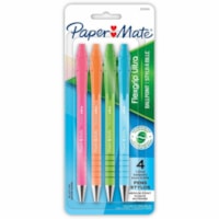 Paper Mate Flexgrip Ultra Recycled Pens - 1 mm (0.04") Medium Pen Point - Retractable - Black Ink - Green Rubberized, Pink, Orange, Blue, Assorted Barrel - 4 / Pack