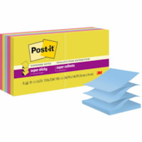 Post-it® Super Sticky Pop-up Notes R330-10SSJOY, 3 in x 3 in (76 mm x 76 mm) - 900 - 3" Flag/Note Width x 3" Flag/Note Length - Rectangle - 90 Sheets per Pad - Unruled - Summer Joy - Super Sticky, Adhesive, Recyclable - 10 / Pack