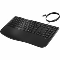 HP 485 Comfort Wired Keyboard (8T6M2AA) - Cable Connectivity - USB Type A Interface Programmable, Dictation, Language Switch, CoPilot Hot Key(s) - Windows 11, Windows 10, macOS, iOS, ChromeOS - English (Canada) - PC, Mac - Plunger Keyswitch - Black