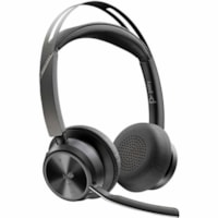 Poly Voyager Focus 2 Headset - Microsoft Teams Certification - Google Assistant, Siri - Stereo - USB Type C - Wired/Wireless - Bluetooth - 298.6 ft - Over-the-head - Binaural - Supra-aural - 4" Cable - Omni-directional, Discreet Microphone - Noise Canceling - Black