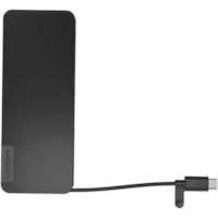 Lenovo USB-C Slim Travel Dock - for Notebook/Monitor - Charging Capability - Memory Card Reader - SD - USB Type C - 1 Displays Supported - 4K @ 60Hz - 3840 x 2160 - 5 x USB Ports - 2 x USB Type-A Ports - USB Type-A - 3 x USB Type-C Ports - USB Type-C - 1 x HDMI Ports - HDMI - Eclipse Black - Wired -