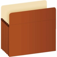 Grand & Toy Letter Recycled File Pocket - 8 1/2" x 11" - 1050 Sheet Capacity - 5 1/4" Expansion - Redrope - Brown - 30% Fiber Recycled - 5 / Pack