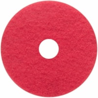 Prime Source Red Buffing Low Speed Floor Pad - 5/Case - Round x 14" (355.60 mm) Diameter - Buffing, Floor, Scrubbing, Polishing, Cleaning - 350 rpm to 800 rpm Speed Supported - Scuff Mark Remover, Dirt Remover, Textured - Polyester - Red