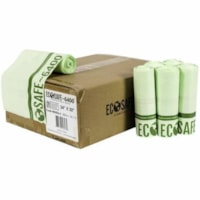 EcoSafe 24×32" Compostable Bag / Liner - 49.21 L/22.68 kg Capacity - 24" (609.60 mm) Width x 32" (812.80 mm) Length x 0.60 mil (15 Micron) Thickness - Green - Polylactic Acid (PLA), Resin - Food - 288 / Case