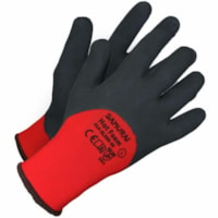 Gants de travail Samurai Forcefield - Latex Revêtement - Petite Taille - Mousse - Rouge, Noir - Isolé, Tricoté, Résistant au froid, Souple, Étanche aux liquides, Excellente adhérence - Pour Pêche, Entrepôt frigorifique, Entrepôt non chauffé, Jardinage, Travail sur 