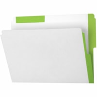 Pendaflex Top & End Tab Shelf Folders with Colour Stripes - 8 1/2" x 14" - Top/End Tab Location - Paper Stock - Green - 10% Recycled - 100 / Box