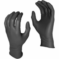 Grease Monkey Multipurpose Gloves - 8 mil (0.20 mm) Thickness - Medium Size - Nitrile - Black - Powder-free, Heavyweight, Durable, Abrasion Resistant, Puncture Resistant, Disposable - For Food Handling, Janitorial Use, Automotive, General Purpose - 50 / Dispenser