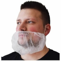 Globe Poly Beard Net - Recommended for: Pharmaceutical, Food Service, Manufacturing, School, Hospital, Factory, Cleaning - Standard Size - Beard Protection - Elastic, Non-woven Polypropylene - White - Disposable, Lightweight, Comfortable, Elastic Loop, Latex-free, Elastic Band, Secure Fit, Soft, Bre