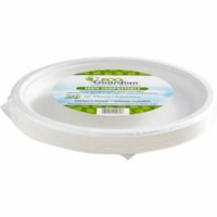 Nappe - Plaque - Blanc naturel Eco Guardian - Salade, Pique-nique, Fête - Adapté au micro-ondes - Oven Safe - diamètre de 10 po (254 mm) - Blanc naturel - Fibre de canne à sucre, Bagasse Corps - Rond - 20 / emballage