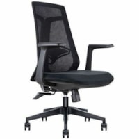 Heartwood Aura Mid-Back Task/Meeting Chair - Black Foam, Fabric Seat - Black Mesh Back - Mid Back - 5-star Base - Armrest