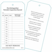 Safety Media Inspection Record Tag - Metal Clip Fastener - Paper - Black, White - 25 / Unit