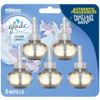 Glade PlugIns Air Freshener Refill - Oil - Clean Linen - 5 Pack - Phthalate-free, Formaldehyde-free, Nitro Musk Free, Long Lasting