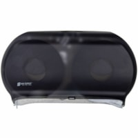 San Jamar Tissue Dispenser - Roll Dispenser - 2 x Roll - 12.25" (311.15 mm) Height x 6" (152.40 mm) Width x 19.75" (501.65 mm) Depth - Plastic - Black - See Through Window - 1 Unit