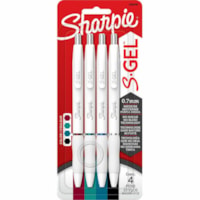 Stylo gel S-Gel Sharpie - 0,7 mm (0,03 po) Moyenne, Gras Pointe de stylo - A base de gel - Barrel Blanc Plastique - 4 / emballage