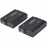 StarTech.com DisplayPort KVM Extender over Fiber Optic, 4K 60Hz, Console Extender Kit, Up to 984ft/300m (Multi-mode), 2x 10G SFP+ Modules - Control a 4K 60Hz KVM switch/console or PC at a distance of 984ft/300m (multimode) or 1640ft/500m (single-mode); Pre-installed MMF SFP+ modules; Transmitter/Rec