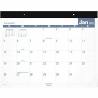 At-A-Glance 2025 Easy to Read Desk Pad, Standard, 21 3/4" x 17" - Standard - Monthly - 12 Month - January 2025 - December 2025 - 1 Month Single Page Layout - 21 3/4" x 17" Sheet Size - White Sheet - 2 x Holes - 2.50" (63.50 mm) x 2.31" (58.74 mm) Block - Headband - Desk Pad - Wall Mount - Blue, Whit