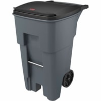 Conteneur à déchets Brute Rubbermaid Commercial - 65 gal (246051,77 mL) Capacité - Pour Intérieur, Extérieur - Rolling - Mobility, Robustes, Poignée ergonimique, Roulettes - Résine - Gris - 1 chaque