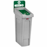 Rubbermaid Commercial Slim Jim Recycling Station 1-Stream Compost, 23 Gal - Hinged Lid - 23 gal (87064.47 mL) Capacity - For Commercial - Recyclable, Durable - 40.2" (1021.08 mm) Height x 12" (304.80 mm) Width x 15.2" (386.08 mm) Depth - Resin - Green