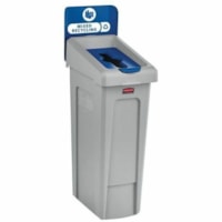 Rubbermaid Commercial Slim Jim Recycling Station 1-Stream Mixed Recycling, 23 Gal - Hinged Lid - 23 gal (87064.47 mL) Capacity - For Commercial - Recyclable, Durable - 40.2" (1021.08 mm) Height x 12" (304.80 mm) Width x 15.2" (386.08 mm) Depth - Resin - Blue