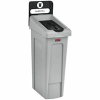 Rubbermaid Commercial Slim Jim Recycling Station 1-Stream Landfill, 23 Gal - Hinged Lid - 23 gal (87064.47 mL) Capacity - For Commercial - Recyclable, Durable - 40.2" (1021.08 mm) Height x 12" (304.80 mm) Width x 15.2" (386.08 mm) Depth - Resin - Black