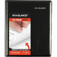 DayTimer Executive 2025 Refillable Weekly Monthly Planner, Black, Medium, 7" x 8 3/4" - Medium - Julian Dates - Weekly, Monthly - 12 Month - January 2025 - December 2025 - 1 Week, 1 Month Double Page Layout - 7" x 8 3/4" Sheet Size - White Sheet - Concealed Wire - Black Poly Cover - Date Indicator, 