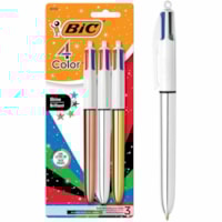BIC - Stylos à bille 4-Colours MMMTP31-AST - Rétractable - Ink Variées - Barrel Variées Métal Grand angle/Champ de vue élargi - Home - 3 / emballage